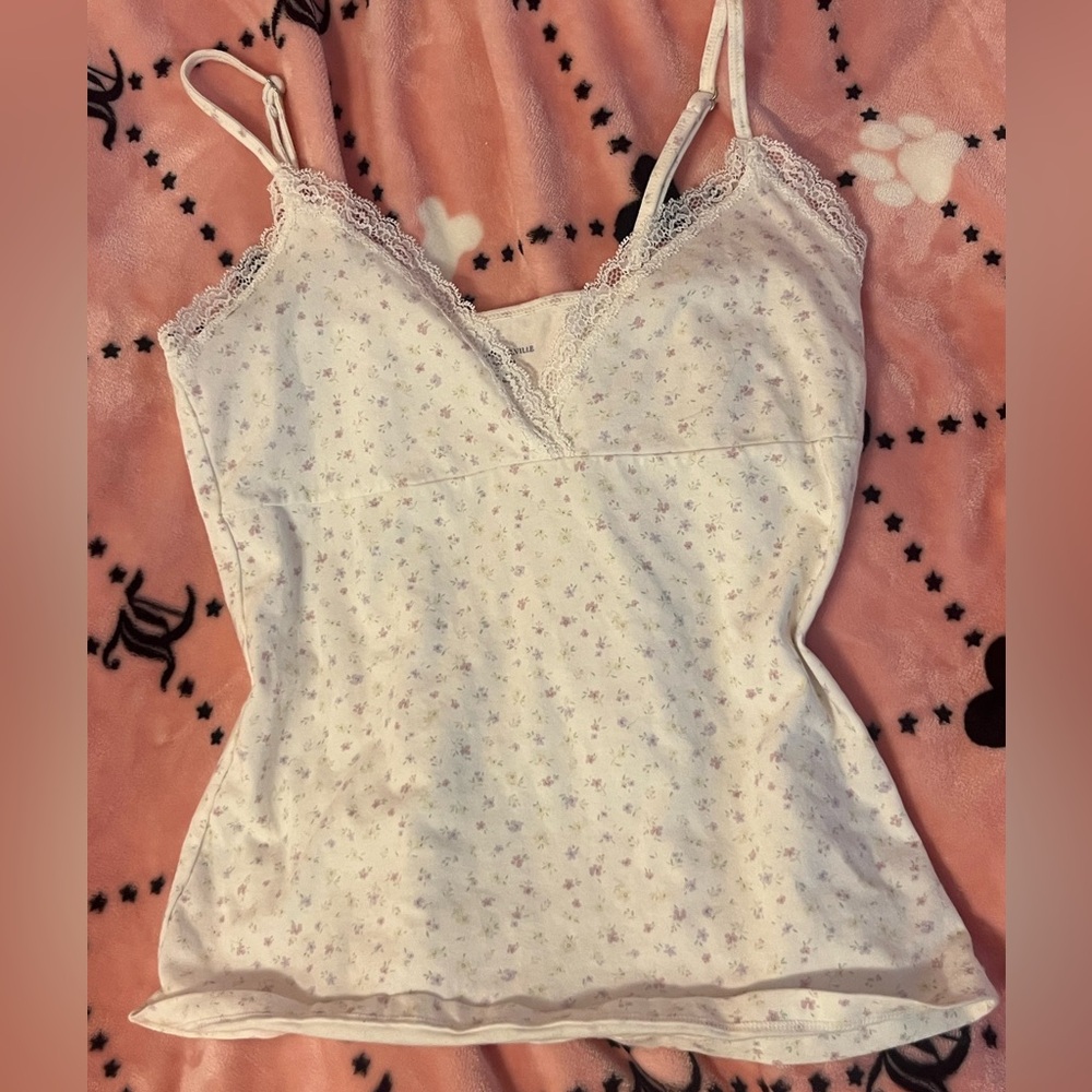 Brandy Melville Cream Floral Lace Camisole